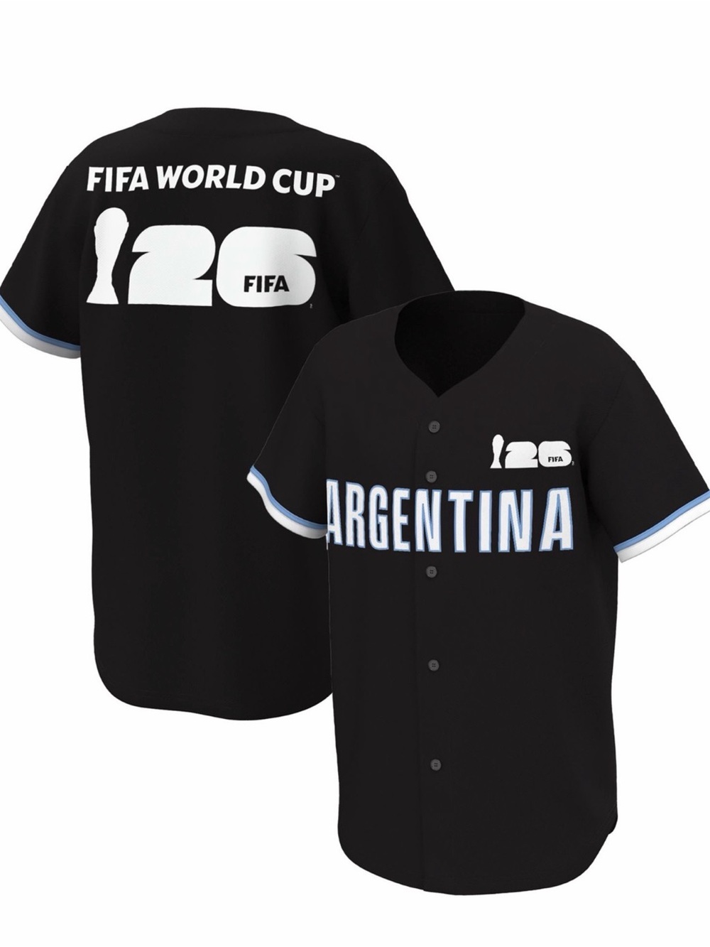 FIFA World Cup 2026 Mens Short Sleeve Button Front Baseball Jersey